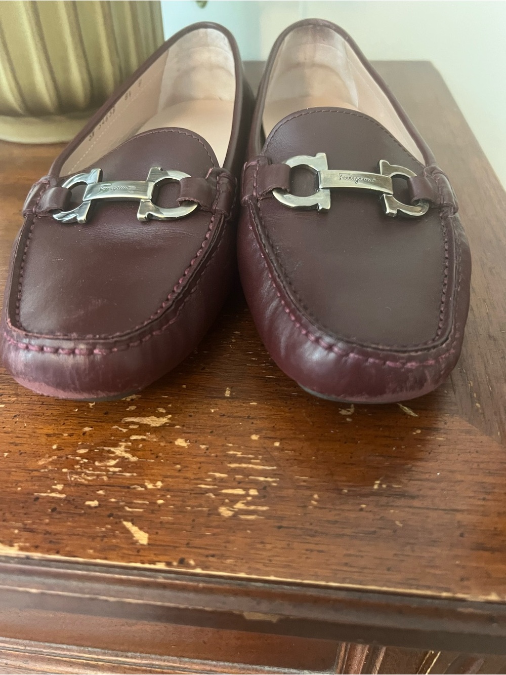 Salvatore Ferragamo Burgundy Leather "Saba" Gancini Loafers 8.5 - Picture 6 of 9